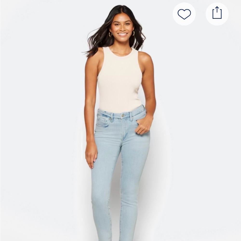 Good American good legs cigarette raw hem jeans